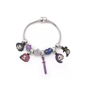 DIY KPop Demon Hunters-Inspired Charm Bracelet Cute Anime Jewelry Gift for Daughter Fashion Accessory for Kids & Adults,Valentines Day Present,Birthday Gift,Tiktokshop, TikTokShop Black Friday Deal