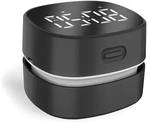Counter Vacuum Cleaner,Mini Table dust Sweeper Energy with Digital Timer,Endurance up to 400 mins,360 Rotatable for Cleaning Rubber shavings,Crumbs Keyboard of Gifts for (Black)