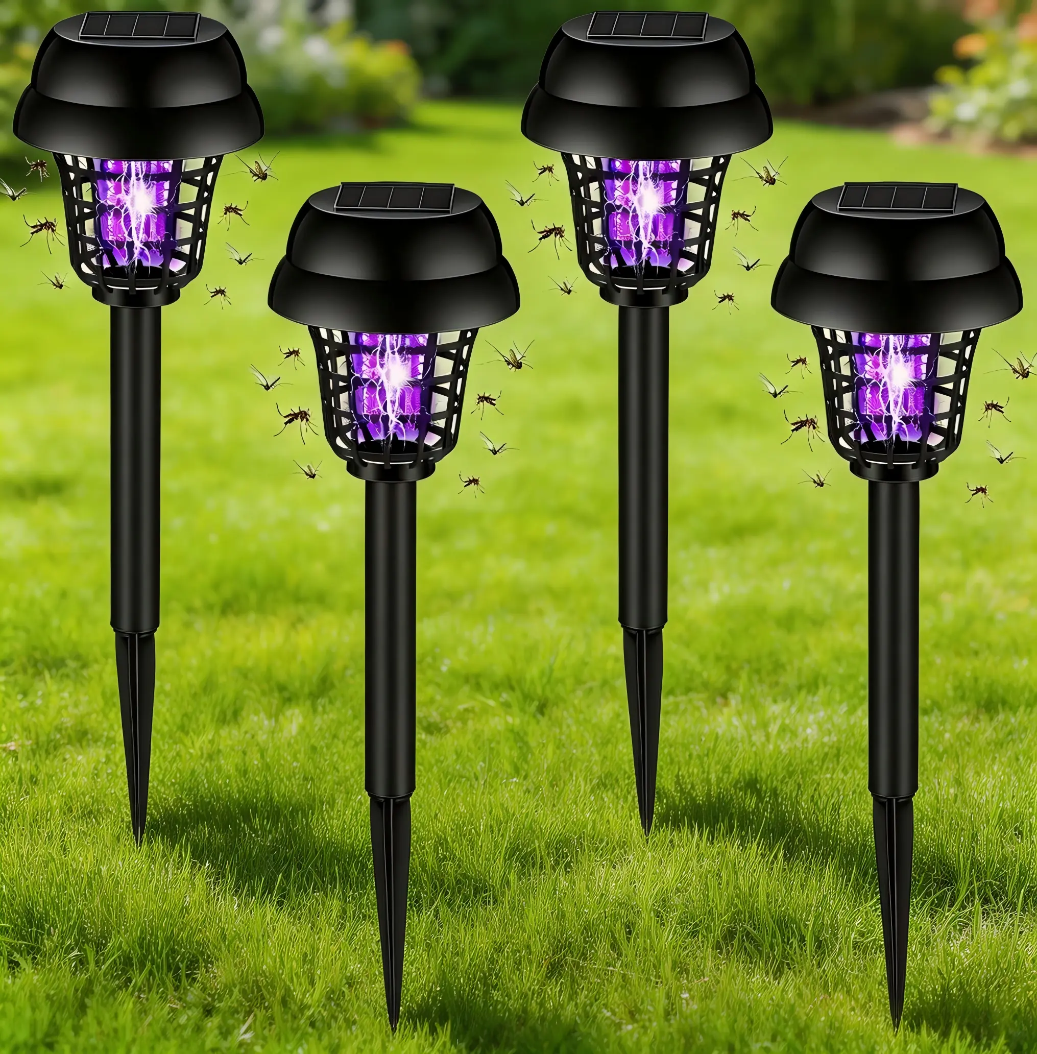 4-Pack Bear Paw Print Solar Post Lights, Automatic Adjustable Water-Resistant Outdoor Garden Lighting, Patio Decor with Batteries Built-In & Bulb Included, Random Pure White/Warm White Animal-Shaped