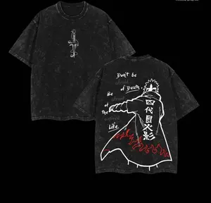 Namikaze Minato Naruto Anime Double Printed Vintage Washed Tee Unisex Oversize Anime Manga Washed Heavyweight Cotton T-shirt, Gift For Anime Fan, Anime Lover TZJ
