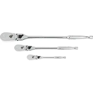 GEARWRENCH 3 Piece 1/4", 3/8" and 1/2" Drive 84 Tooth Locking Flex Head Teardrop Ratchet Set - 81276A-07 Apex Tool Group