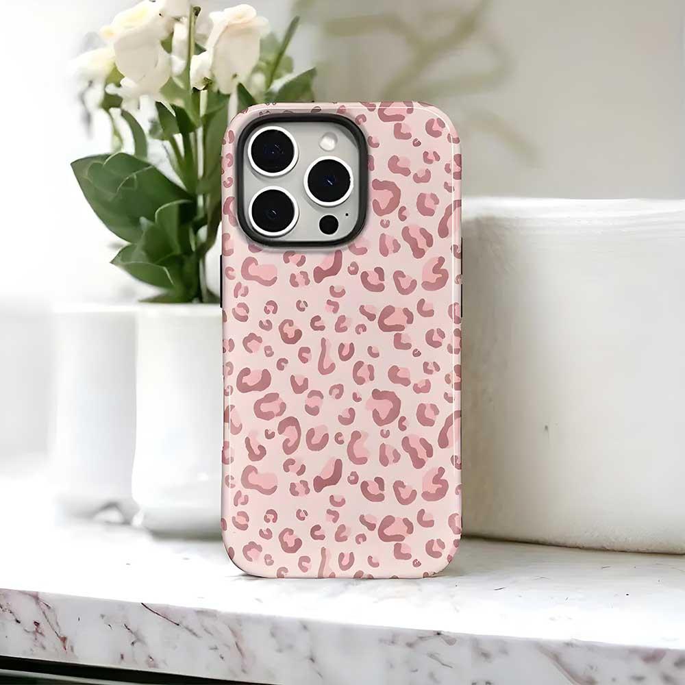 Pink Leopard Print 2-in-1 Phone Case for iPhone 16 Pro — Drop-Resistant Protective Cover for iPhone 17