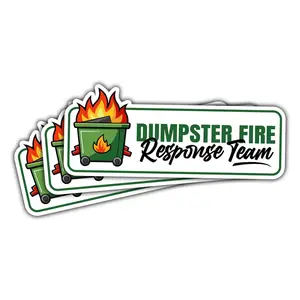 Set 3pcs Dumpster Fire Response Team Stickers, Waterproof Sticker for Laptop Water Bottle Book