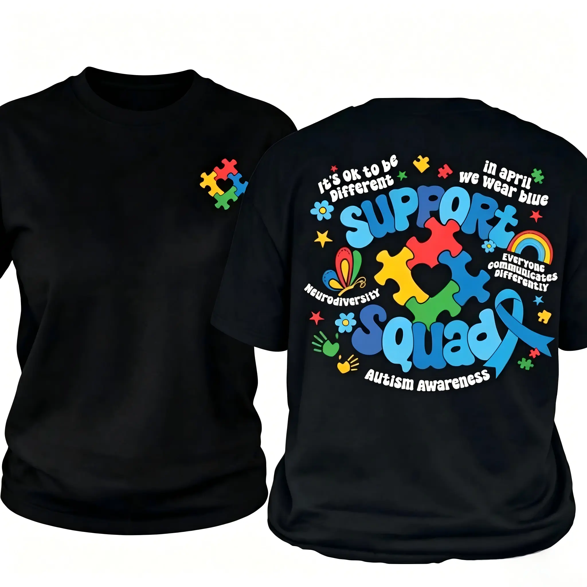 Autism T-shirt, Autism Awareness T-shirt, Family Autism Support Squad, Autism Mom Shirt, Neurodiversity T-shirt, Inclusion T-shirt Casual Tshirt