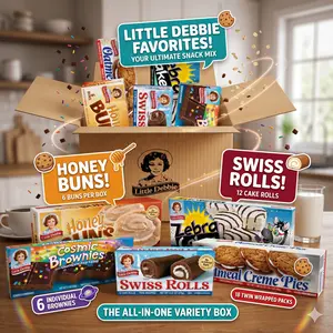 Little Debbie Variety Pack, Zebra Cakes, Cosmic Brownies, Honey Buns, Oatmeal Creme Pies, and Swiss Rolls (1 Box Each), 48 Piece Assortment