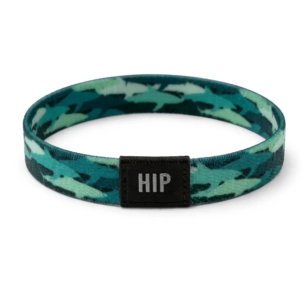 Green Camo Sharks Coastal Marine Life Bracelet Hair Tie