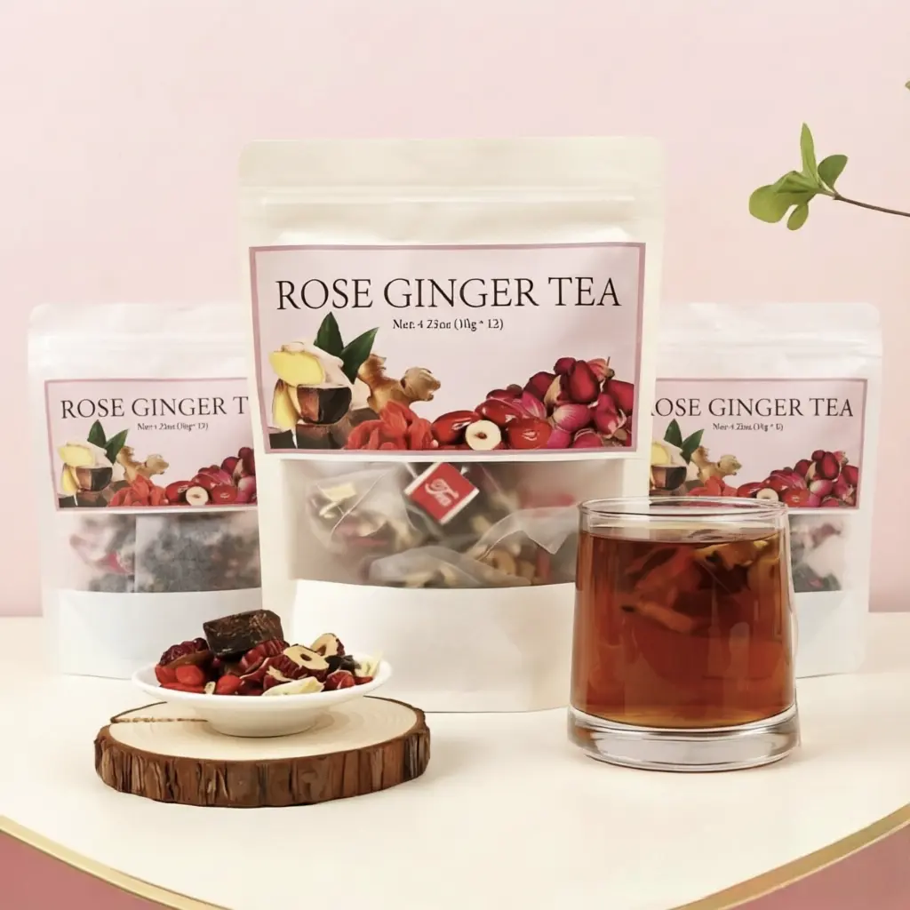 Relaxing Rose Ginger Tea - Natural Stress Relief & Glow Booster (12 Bags)
