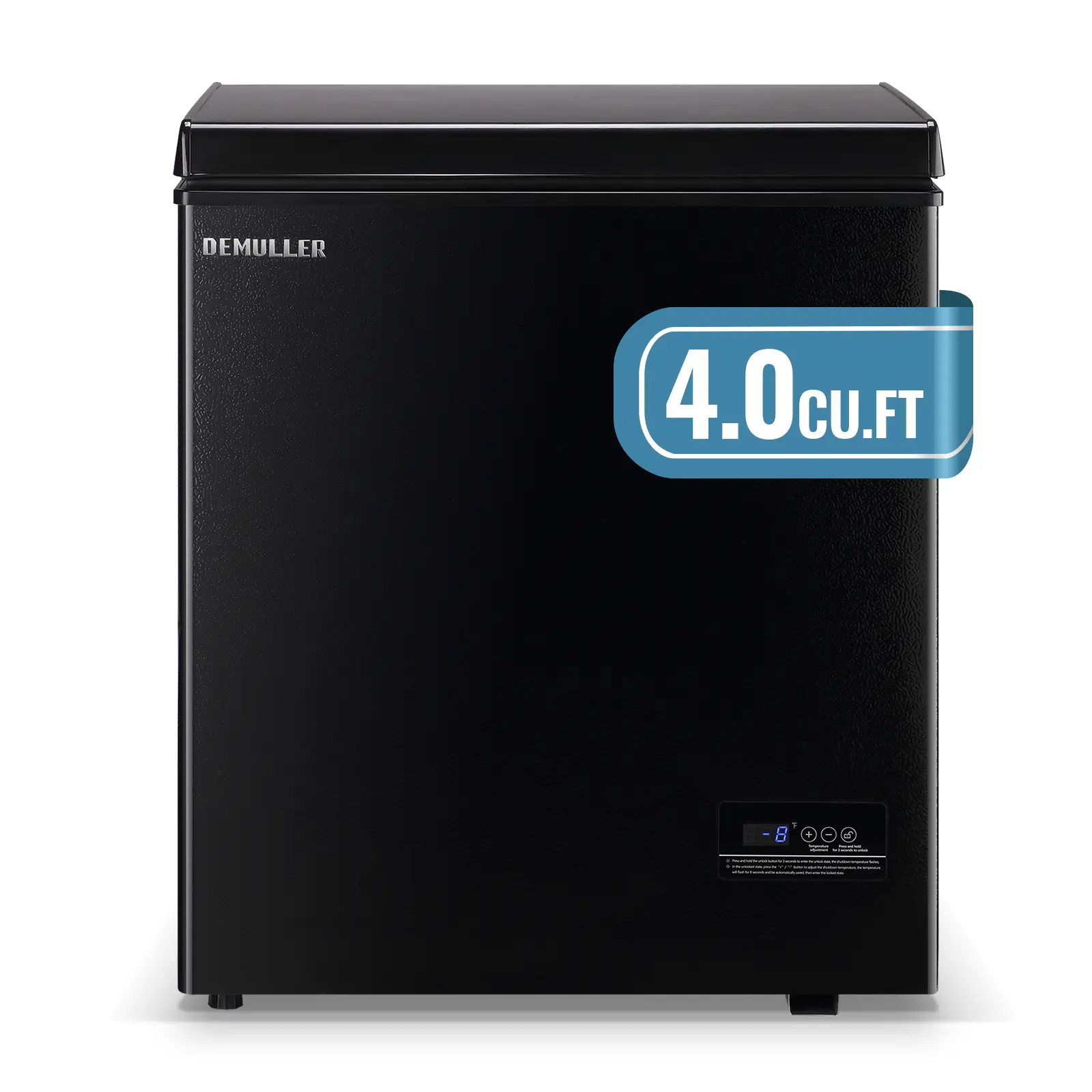 DEMULLER Chest Freezer with Electronic Control 41℉ to -15 ℉ Deep Freezer Freestanding Freezers with 2 Removable Stainless Steel Basket Mini Freezer Top Open Door BLACK