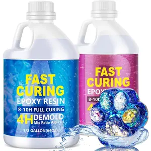 Cure Epoxy : 4 Hours Demold 128OZ Bubble-Free & Anti-Yellowing  Clear Art  Kit for  Casting/Table Top/ Making,Self-Leveling Resina for Beginners and Artis