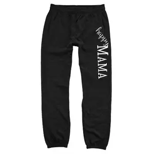 Black 'Happy Mama' Sweatpants