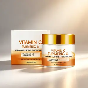 Vitamin C Turmeric Face Cream with Hyaluronic Acid Moisturizing Hydrating Facial Moisturizer Lightweight Daily Skin Care for Healthy Looking Skin