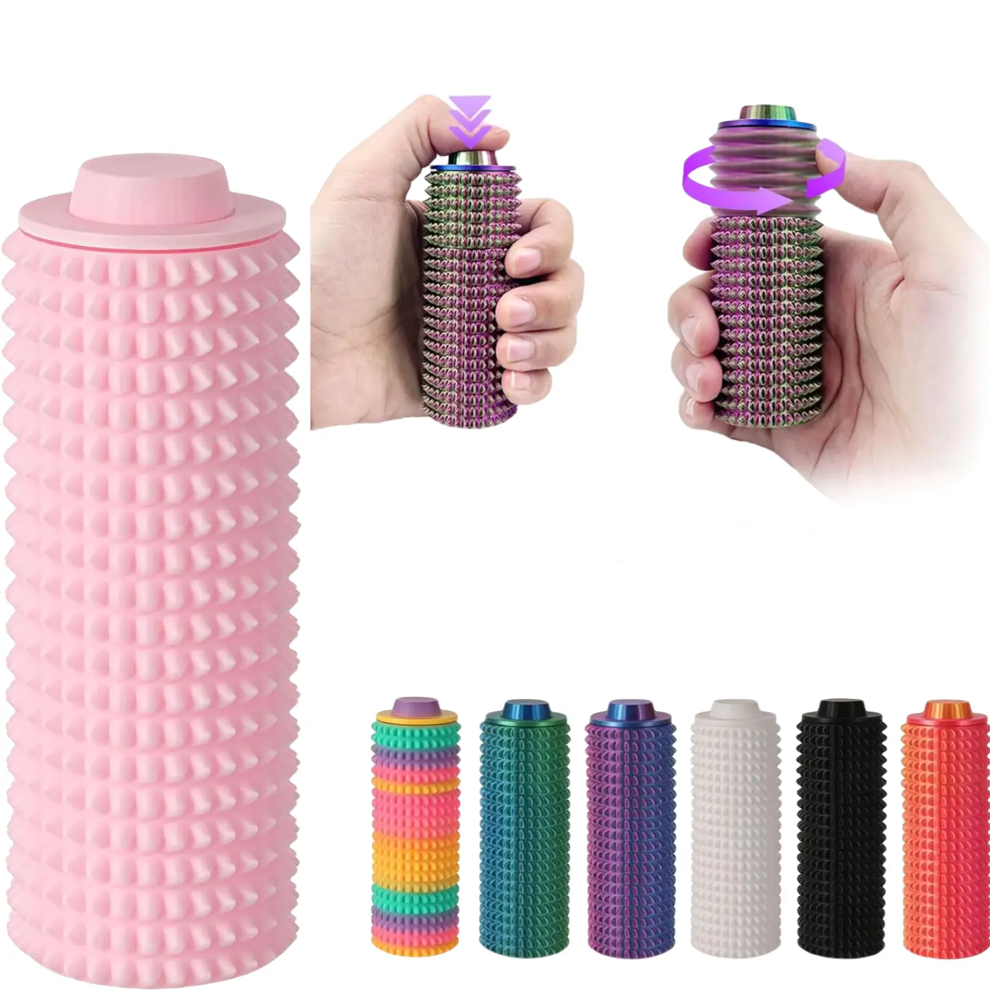 Prickly Spinny Click | Pain Stimming Fidget Toy with Magnetic Silicone Balls & Handmade Taba Squishy for Adults - Discreet Quiet Stress Relief Toy, St