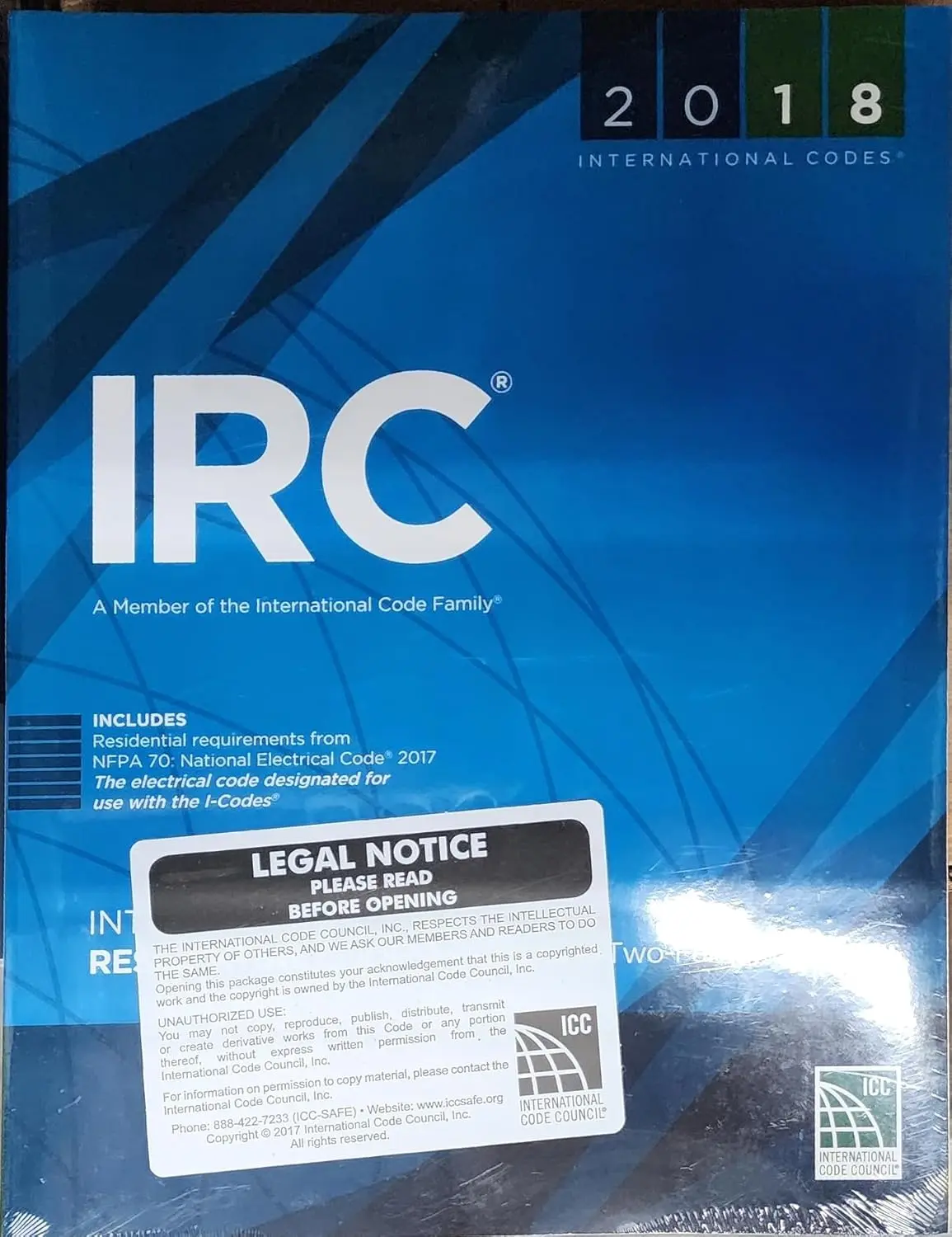 2018 INTERNATIONAL RESIDENTIAL CODE, PAPERBACK
