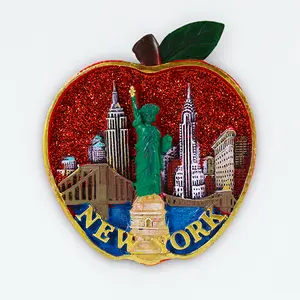 Glitter Embossed Big Apple New York Magnet