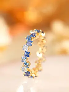 Fashion Minimalist Geometric Rings Synthetic Zirconia Inlay Exquisite Design sense Sparking Fashion Versatile Design Engagement Ring Daily Wear Jewelry Accessory for All Seasons for Women & Girls