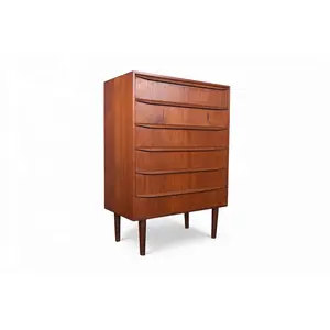 DANISH MODERN FULL PROFILE HIGHBOY DRESSER IN TEAK