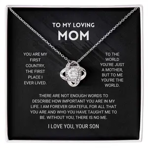 To My Mom Necklace Gift You're The World Love Knot Necklace From Son Mother Son Daughter Necklace Fashion Jewelry