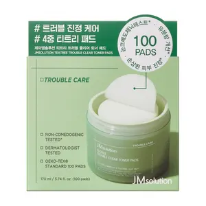JMsolution Teatree Trouble Clear Toner Pads - Acne & Sebum Care, Non-Comedogenic, OEKO-TEX Certified, 100 Pads