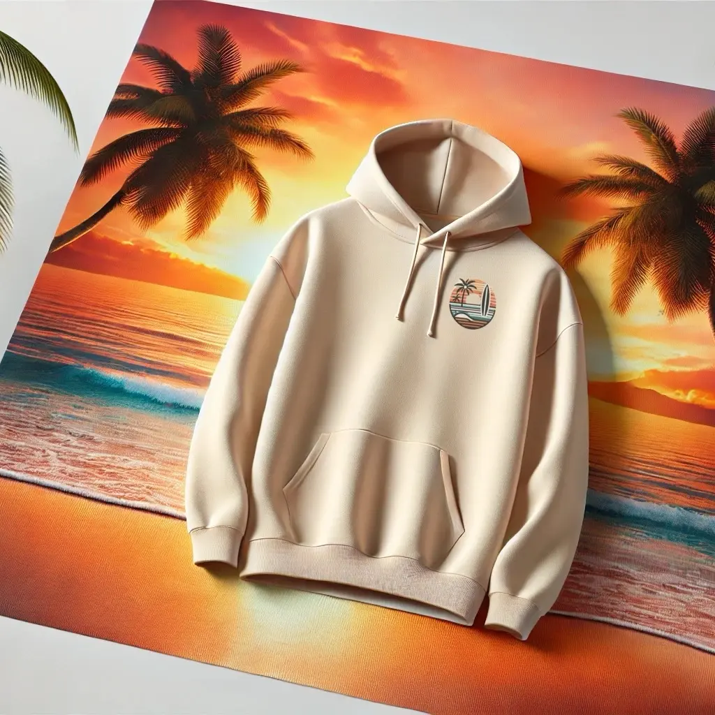 K Threads OG Hoodie - Casual Pullover with Hood, Front Pocket, and Logo Patch in Beige - Tops, Sweatshirts, Wetsuit, Long Sleeve, Man, Menswear