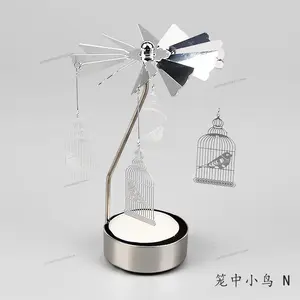 Candle Holder Home Decorations Dining Table Candle Stick Romantic Wedding Party Metal Rotating Spinner Carousel Tealight Holders