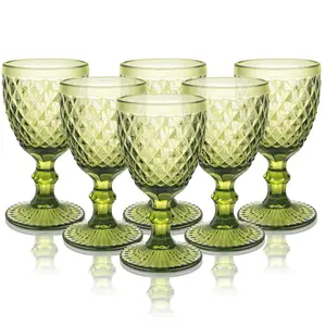 Wine Glass Set Of 6, Small 8 OZ/300 Ml Colored Wine Goblets, Vintage Wine Glasses, Crystal Wine Drinking Glasses,Vintage Drinking Glasses For Wedding Party Bar Holidays Anniversary, Collection Party Wedding Gift,  Cocktail Glasses For Home Restaurants