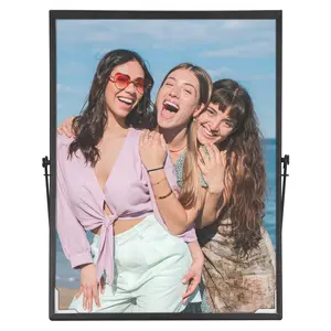 REGALWOVEN Floating Frame, Simple Metal Picture Frames with Glass Cover for Tabletop Home Decor 6x8 Inch Black