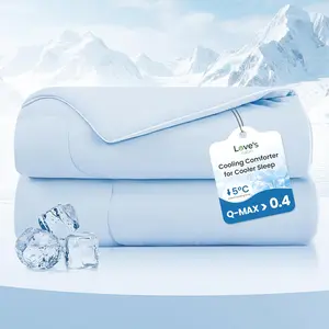 Cooling Comforter Twin, Sided Cooling for Hot Sleepers, Q-Max>0.4 Cool-to-, 2X Breathable & Moisture-Wicking, Oeko-TEX Certified, 68"x90" Blue