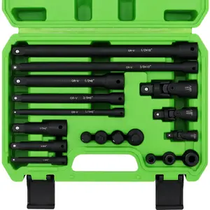 18-piece Impact Socket Extension Set Tools, Swivel Universal Joint, Deep 1/4", 3/8", 1/2" Drive Socket Adapter, Extension Bar, 3 Ratchet Coupler, CR-V Steel Alloy Corrosion-Resistant Mechanic extension handle christmas gift car home repair hand tool