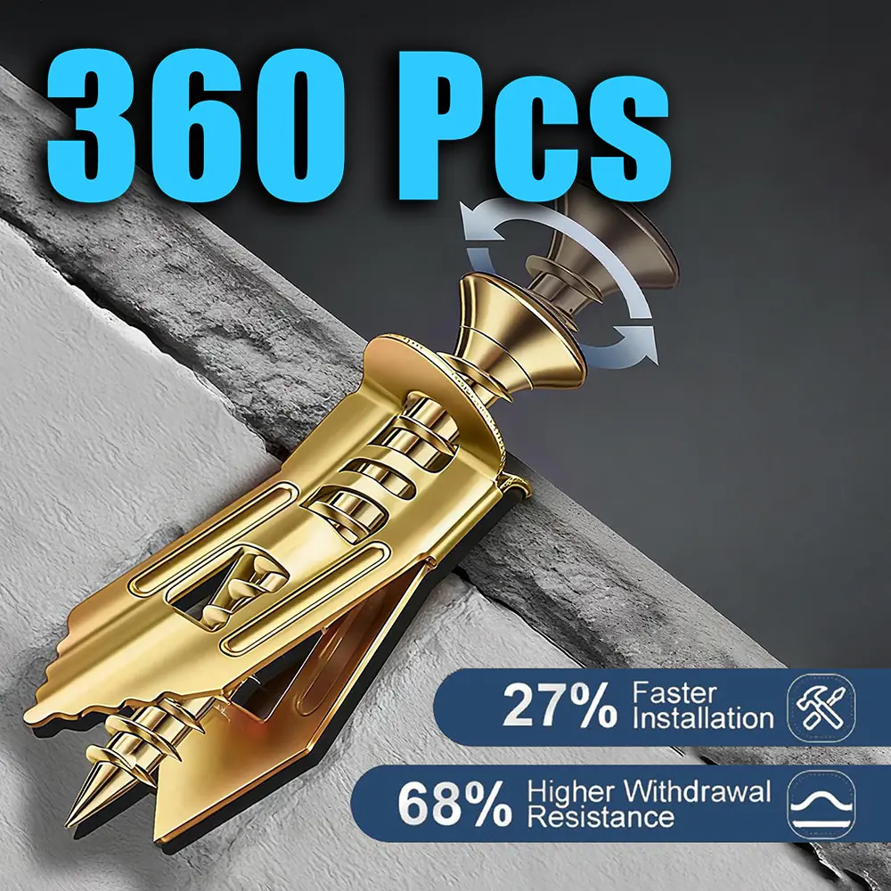 Multi-Size Heavy Duty Fastening Metal Anchor Screw Set (120/240/360 PCS), 66lbs Stable Load Bearing, Self-Drilling Design for Drywall Mount Installation & Suspension