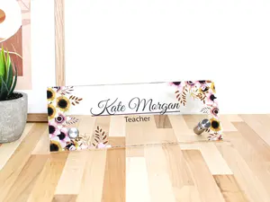 Desk name plate office supply personalized secretary sign gift custom professional acrylic clear glass office sign