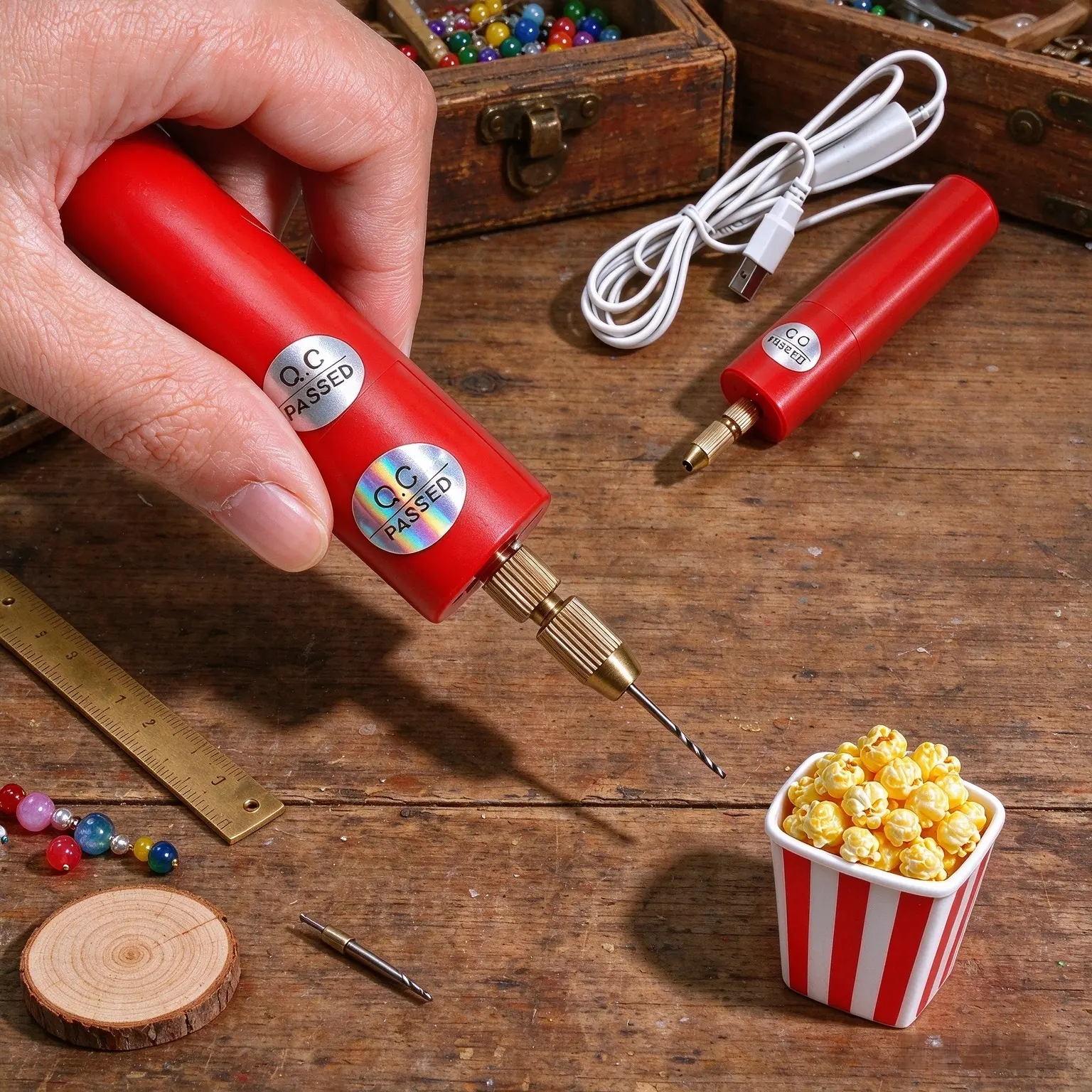 5V USB Portable Mini Electric Drill Set | 0.7-1.2mm Micro Handheld Drill Bits, High Precision ABS Craft Tool for Epoxy Resin Crystal, Resin Jewelry & Keychain DIY Projects, Woodworking Polishing Multifunctional Power Gadgets, Comes With Gift Keychain Set
