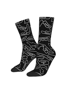 1 Pair Hip Hop Vintage Race Circuits Pattern Crazy Men's compression Sock Unisex Harajuku Pattern Printed Seamless Printed Funny Novelty Happy Crew Sock Gift Merry Christmas Decoration Gift Xmas