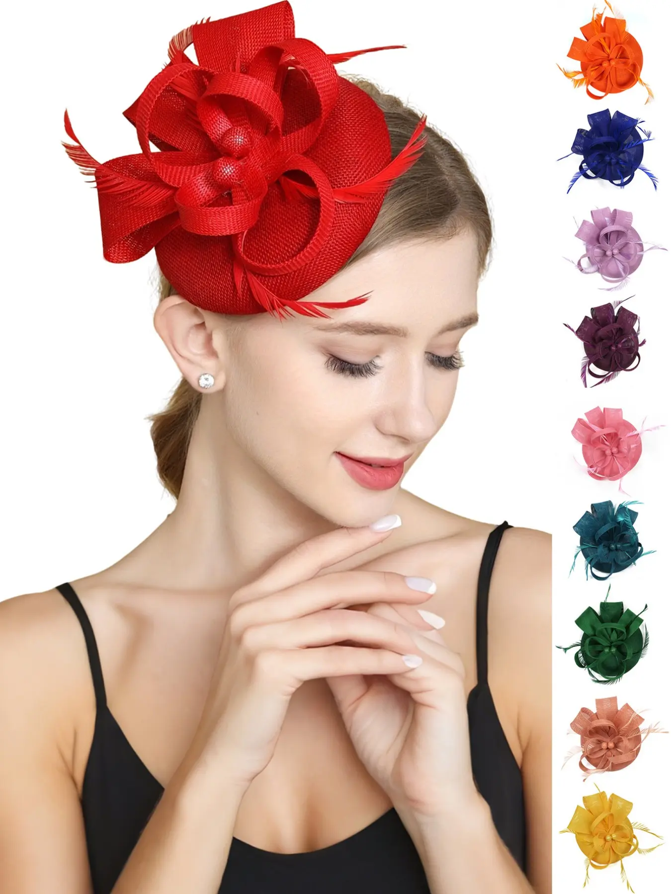 1pc Fascinators Hats Women's Tea Party Fascinators Vintage 50s Derby Hats Cocktail Wedding Bridal Fascinators Fashion Headbands Headband Clip for Women Girl Birthday Mother's Day Halloween Christmas Gift