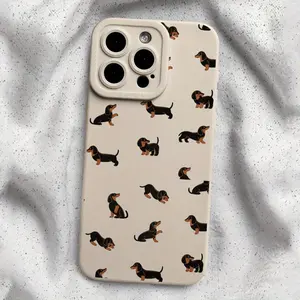 1 Full-Screen Cute Dachshund Design Matte TPU Phone Case, Suitable for iPhone 17 Air/16 Plus/15 Pro Max/14 Pro/13/12/11/XS Max/X Phone Case, Ideal Gift for Family, Friends, Lovers, Girlfriends, Best Choice for Holiday Gifts MS247