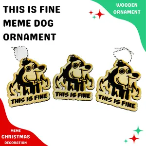Meme ornaments This is fine dog - funny Christmas tree decorations - Reddit meme Xmas - Office Ornaments - Ornament Exchange Gift