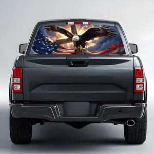 Back Window Decals for Trucks - 65x17.3 in American Flag Window Decal Rear Window Decals for Truck Decor, Creative Truck Rear Window Decal for Personalized Decoration - Eagle-9-S