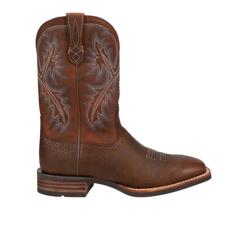 Ariat Mens Quickdraw Embroidered Square Toe Pull On Casual Boots Mid Calf - Brown Ariat Mens Quickdraw Embroidered Square Toe Pull On Casual Boots Mid Calf - Brown