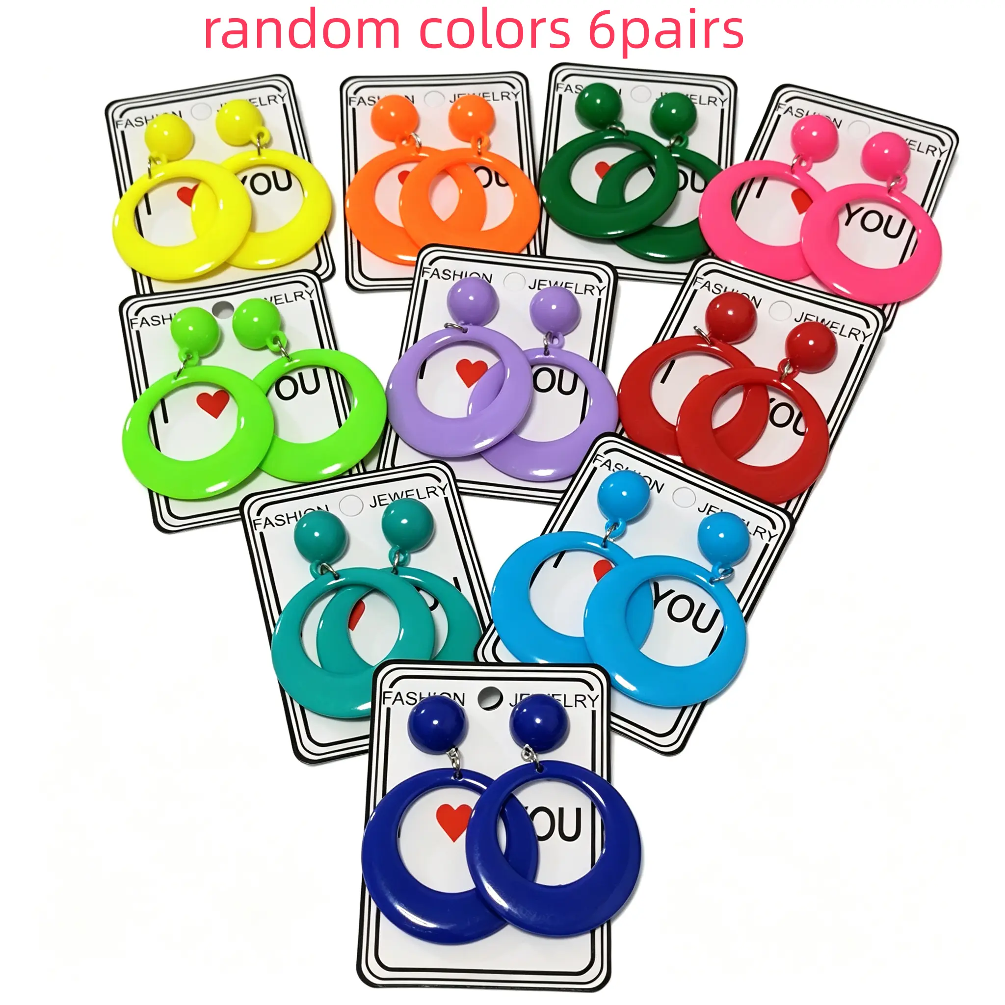 6 Pairs Random Colorful Big Hoop Earrings Set for Women, Acrylic Dangle Drop Statement Earrings, Y2K Boho Charm Trendy Cute Jewelry, High Quality Hypoallergenic Lightweight, Christmas Halloween Birthday Valentine Anniversary Gift, Daily Party Wear sohochi