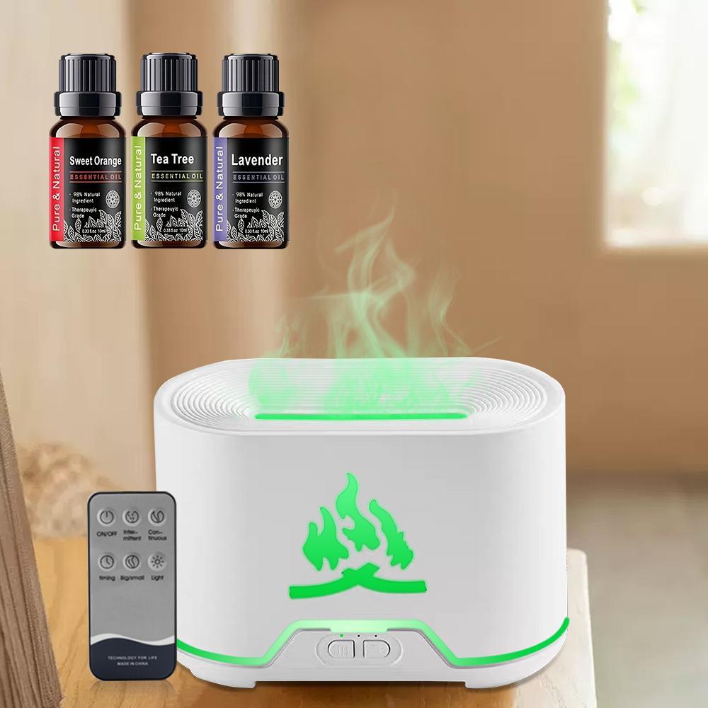 Flame Effect Lamp aroma Humidifier Diffuser with Remote, colorful fireplace Auto Shut-Off, oildiffuser Aromatherapy Humidifier 2-in-1 Enjoy fragrance & moist air & purifier modern design Aromatherapy Diffuser essential oil Air Humidifier deffuser