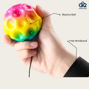 New Moonstone Wrist Elastic Ball with Rope, Kids Bounce Return Ball, Stress Relief Fidget Toy for Outdoor Activities
