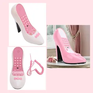 High Heel Shoe Telephone, Fashionable ABS Real Landline Corded Phone with Number Storage, Chic Home Decor & Art Furnishing, Special Shaped, Vintage Old Fashioned Telephone