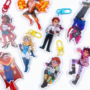 8 ops Different  Dispatch Z Team Double-Sided Acrylic Keychain, Dispatch Game Cutets Bag Charms Gifts