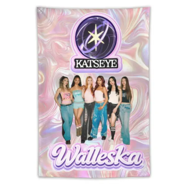 Katseye Decorative Tapestry 3x5 FT Polyester Kpop Wall Art for Home Bedroom Decoration