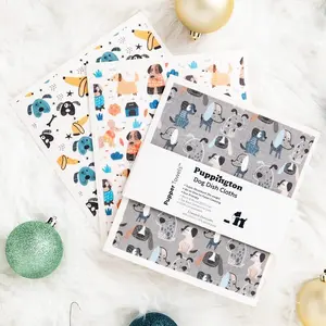 Puppington Pupper Towels 3-Pack Swedish Dishcloths for Kitchen with Dogs - Wet & Wipe - Eco Friendly Gifts for Dog Lovers