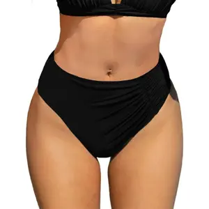 Women's High Waisted Bikini Bottom Tummy Control Ruched Bathing Suit Bottom Full Coverage Swimsuit Bottoms