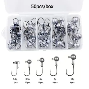 Fishing Hook Set, 50pcs/box Fishing Hook with Storage Box, Durable Metal Structure Fishing Hook, Outdoor Fishing Accessories
