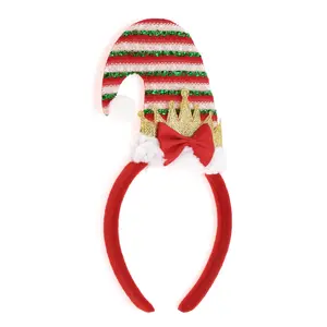 Unique Bargains Classic Stripe Pattern Headband for Christmas 4.72" Diameter Red White 1 Pc