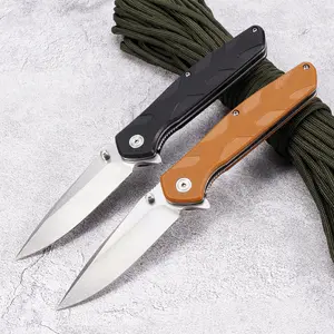 EDC multifunctional outdoor folding knife with G10 handle; convenient pocket/belt clip for easy carry; outdoor cutting tool designed specifically for climbing and fishing; a camping and hiking essential.