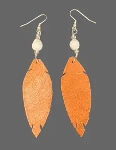 Leather Feather Earrings