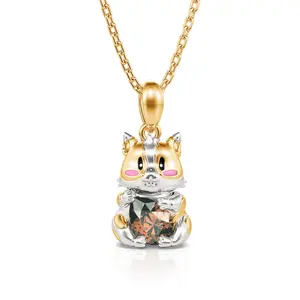 Jeulia Hug Me "Naughty Hamster" Pear Cut Sterling Silver Necklace